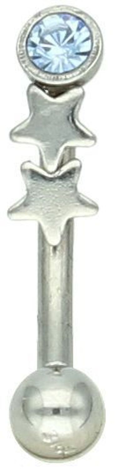 Kolczyk do brwi z niebieską cyrkonią i gwiazdkami Dodaj odrobinę kosmicznego blasku do swojego stylu! Ten wyjątkowy kolczyk do brwi łączy w sobie delikatność połyskującej niebieskiej cyrkonii.jpg